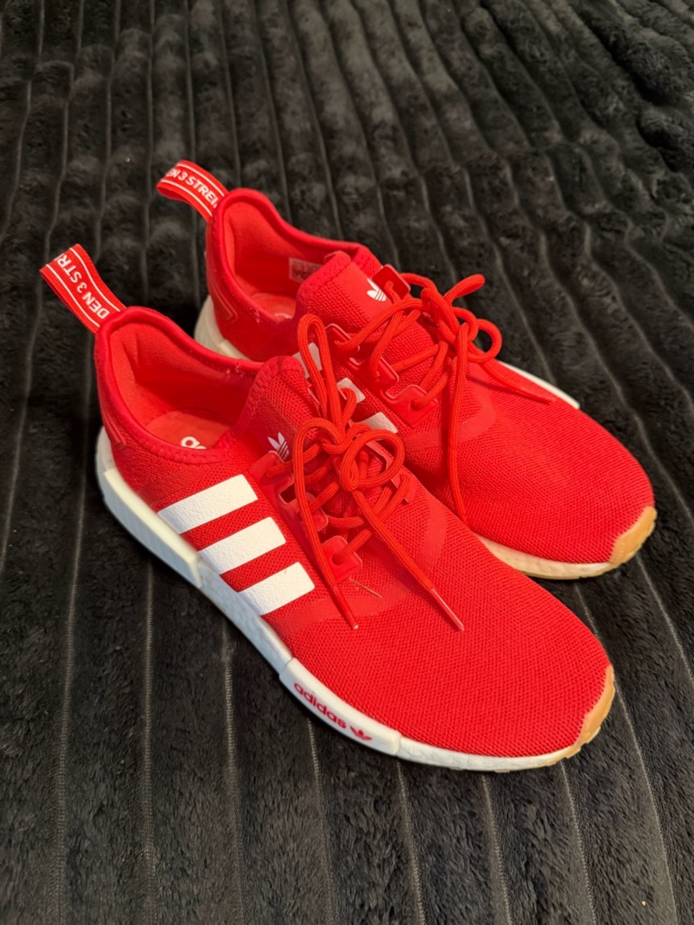 adidas Red Athletic Sneakers with White Three Stripes